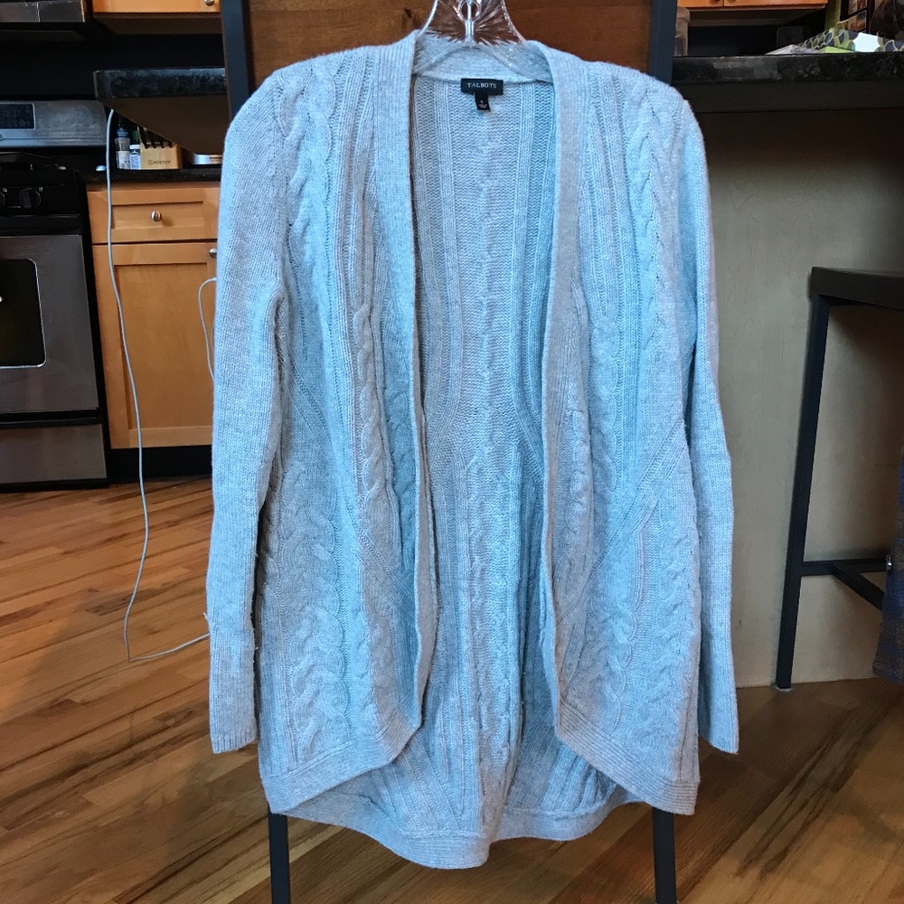 Talbots Cable knit High-Low Cardigan